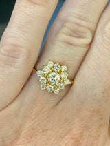 14k Yellow Gold Lab Grown Diamond Cluster Ring
