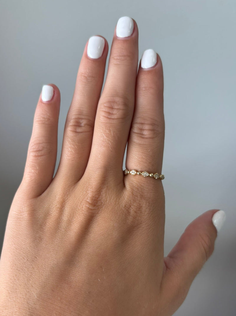 Beaded Dimond Stackable Band