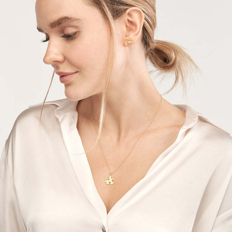 Puzzle Piece with Heart Adjustable Necklace