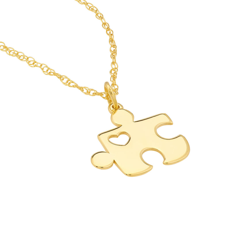 Puzzle Piece with Heart Adjustable Necklace