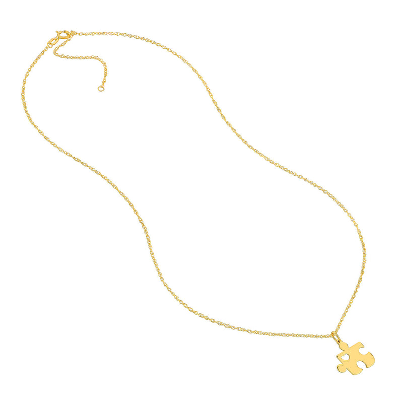 Puzzle Piece with Heart Adjustable Necklace