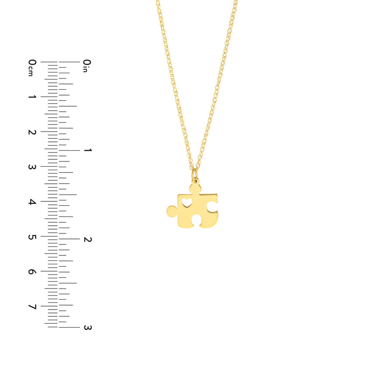 Puzzle Piece with Heart Adjustable Necklace
