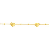 Puffed Heart Stations Saturn Chain Bracelet