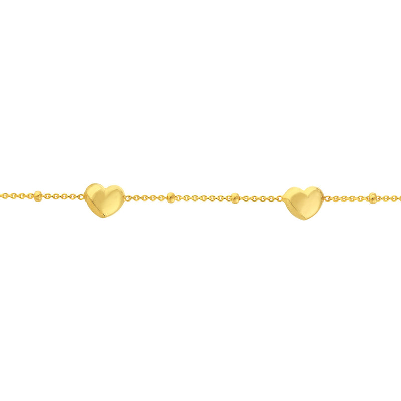 Puffed Heart Stations Saturn Chain Bracelet