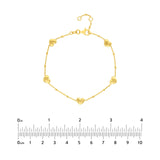 Puffed Heart Stations Saturn Chain Bracelet
