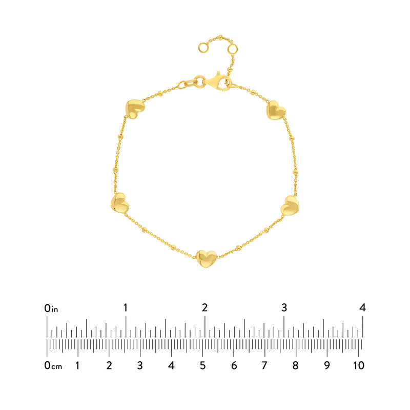 Puffed Heart Stations Saturn Chain Bracelet