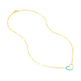Turquoise Enamel Diamond Heart Necklace
