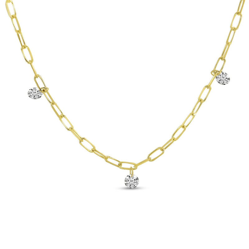 14K Yellow Gold 0.24 Ct Dashing Diamond Necklace