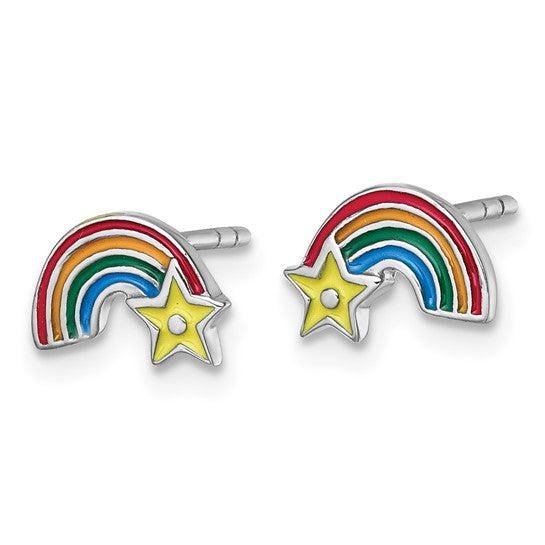Sterling Silver Children's Enamel Rainbow Earrings