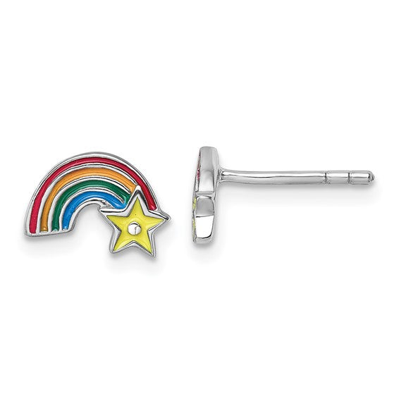 Sterling Silver Children's Enamel Rainbow Earrings