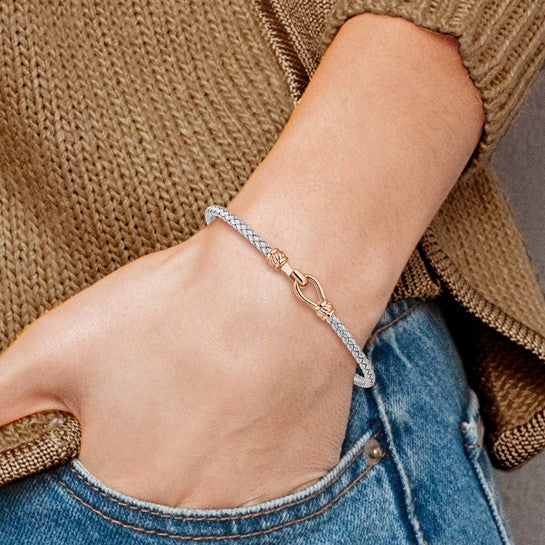 Sterling Silver and Rose Gold-plated Flexible Cuff