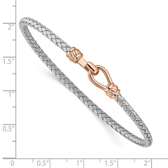 Sterling Silver and Rose Gold-plated Flexible Cuff