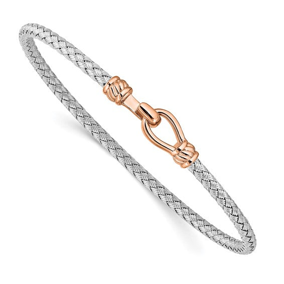 Sterling Silver and Rose Gold-plated Flexible Cuff