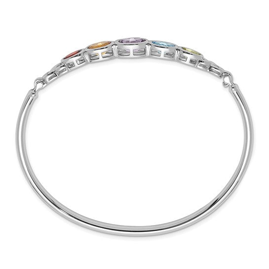 Sterling Silver Multi Gemstone Bangle