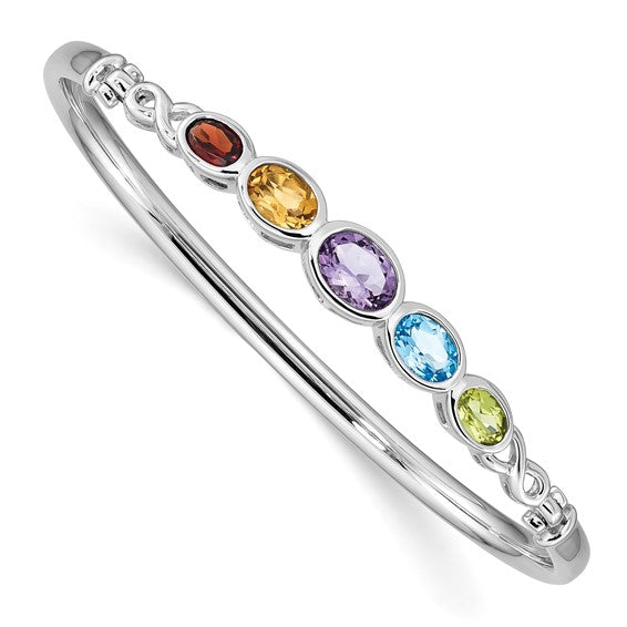 Sterling Silver Multi Gemstone Bangle