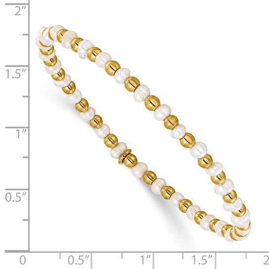 Stainless Steel Polished Yellow Freshwater Cultured Pearl Beaded Bracelet