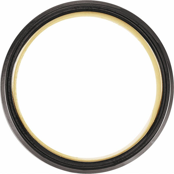 Men's Grooved Band with Black and 18K Yellow Gold PVD