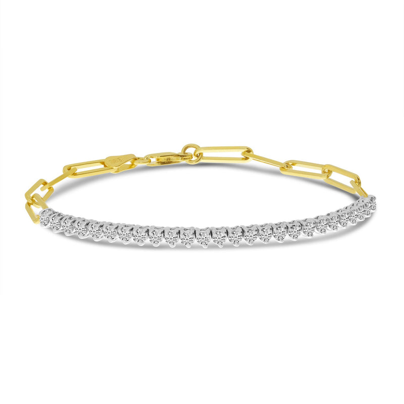 14K Yellow Gold 1.3 ct Diamond Paperclip Bracelet