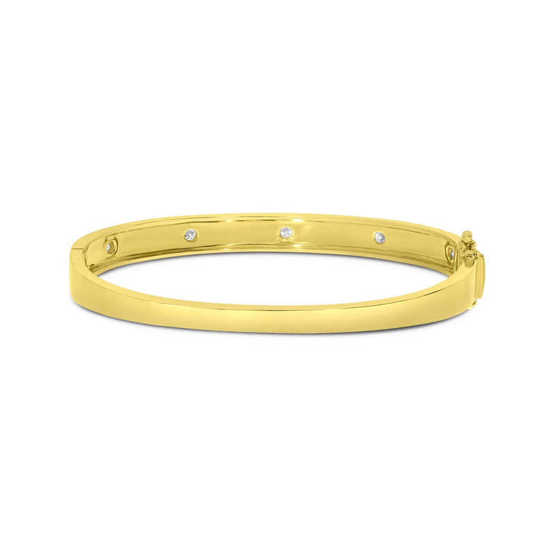 14K Yellow Gold Diamond Stationed Bangle