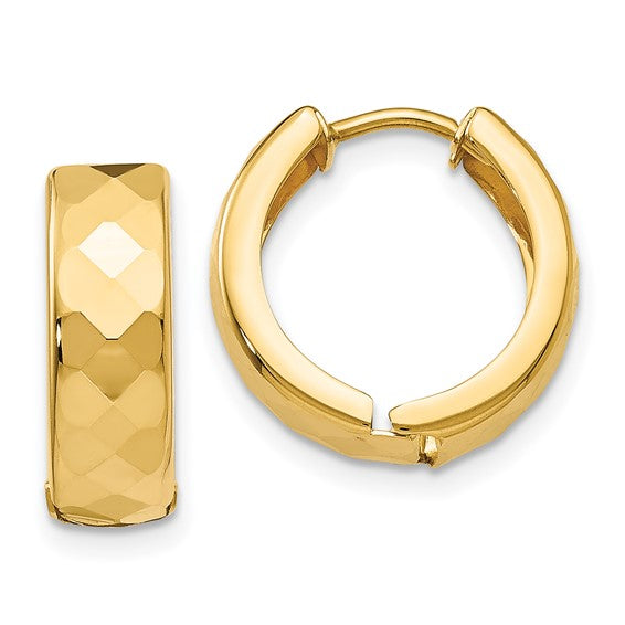 14k Faceted Hinged Hoop Earrings
