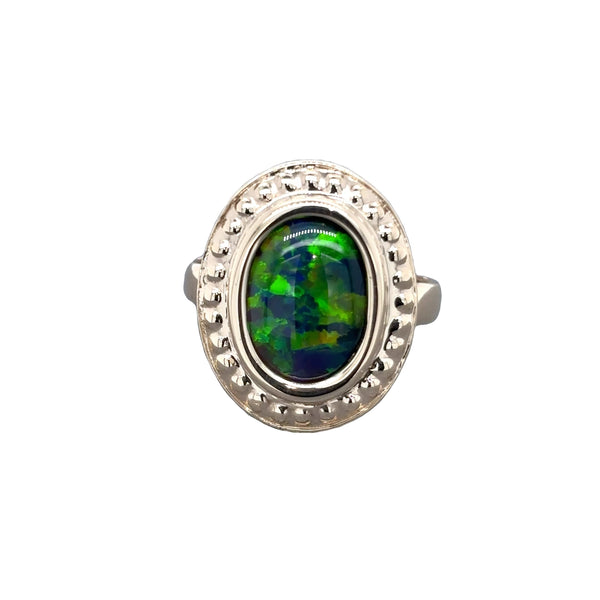 Lab Grown Black Opal Ring