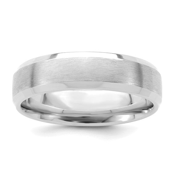 Comfort Fit Brushed Satin with Polished Beveled Edge Wedding Band