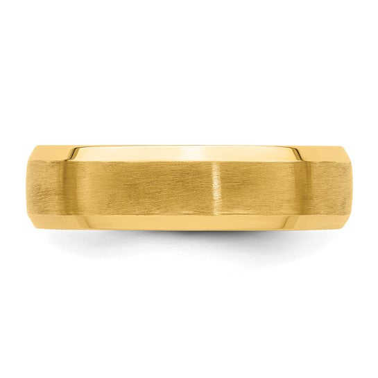 Comfort Fit Brushed Satin with Polished Beveled Edge Wedding Band