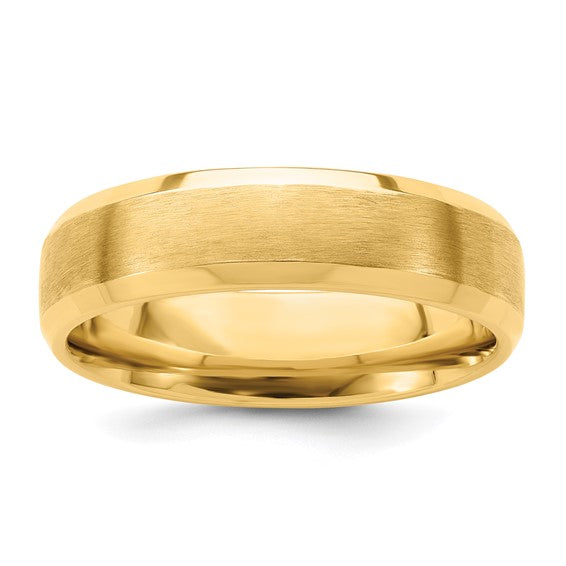 Comfort Fit Brushed Satin with Polished Beveled Edge Wedding Band