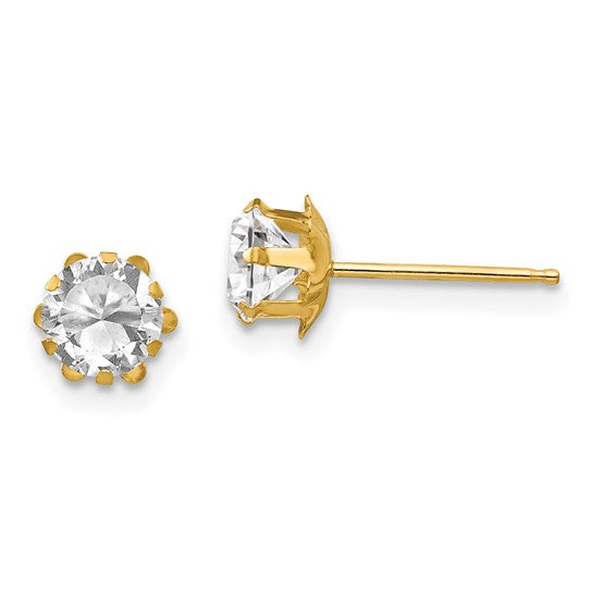 14k Children's Birthstone 5mm CZ Earrings