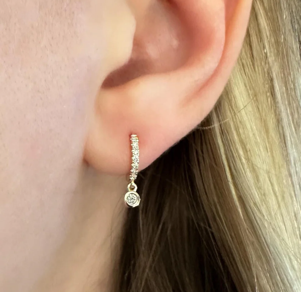 Mini Diamond Bezel Hoops