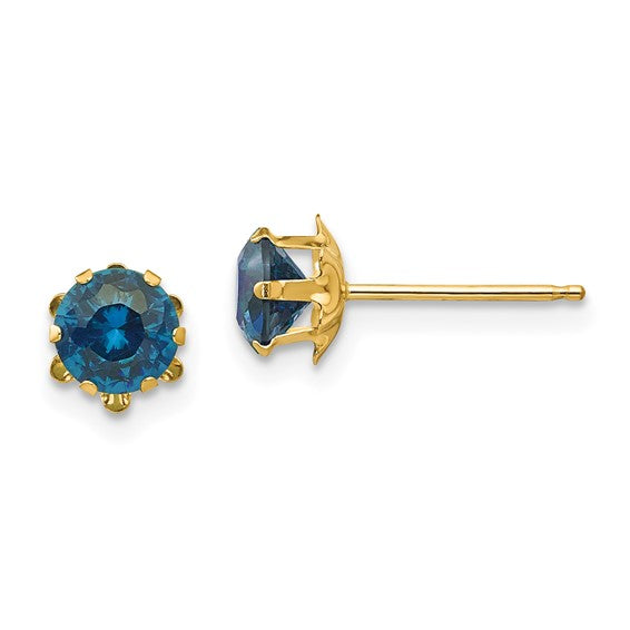 14k Children's Birthstone 5mm CZ Earrings