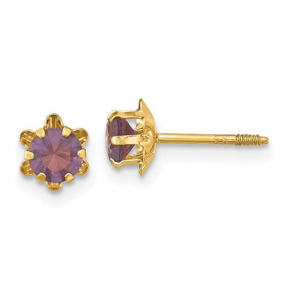 14k Children's Birthstone 5mm CZ Earrings