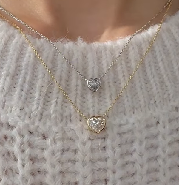 Lab Grown Diamond Heart Bezel Necklace