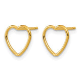 Gold heart-shaped earrings on a white background