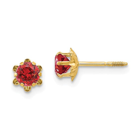 14k Children's Birthstone 5mm CZ Earrings