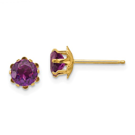 14k Children's Birthstone 5mm CZ Earrings