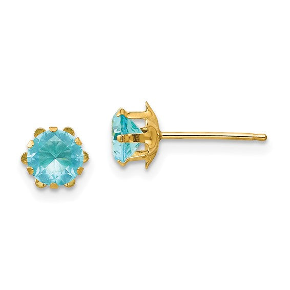 14k Children's Birthstone 5mm CZ Earrings