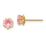 14k Children's Birthstone 5mm CZ Earrings