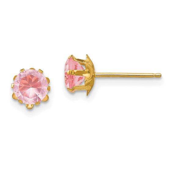 14k Children's Birthstone 5mm CZ Earrings