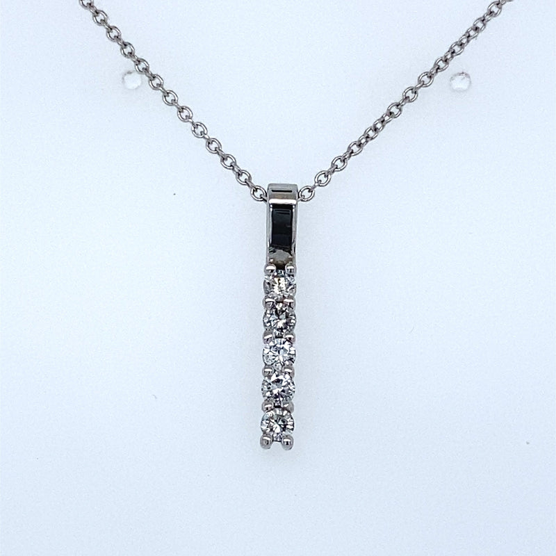 14k White Gold Diamond Bar Necklace