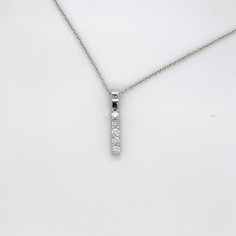 14k White Gold Diamond Bar Necklace