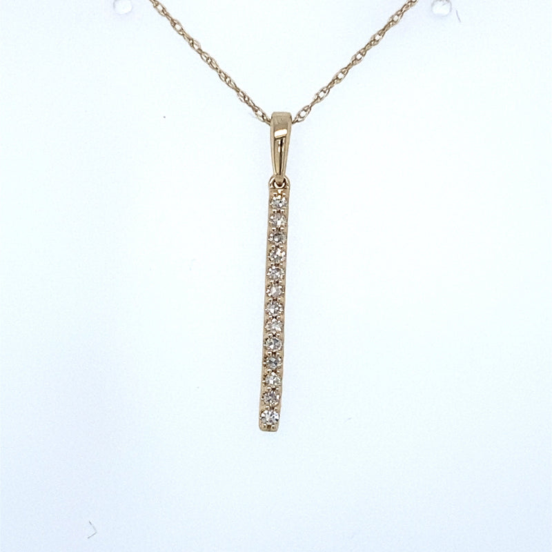 10k Yellow Gold Diamond Bar Necklace