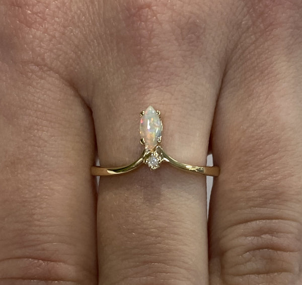 14k Yellow Gold Australian Opal Ring